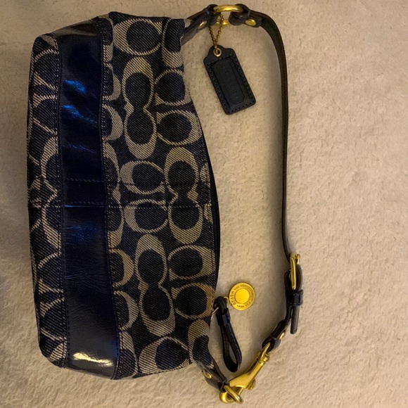 Canvas blue and silver Coach purse - Picture 4 of 4